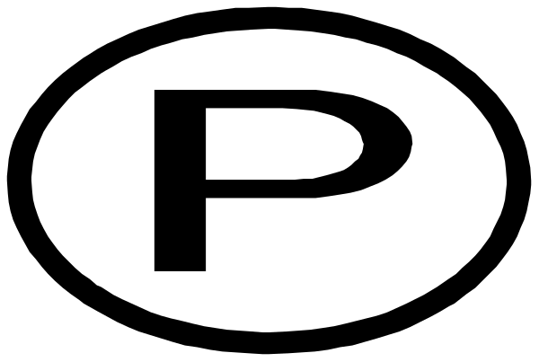 The image shows a logo with an "P" inside it on top of what appears to be a white background.