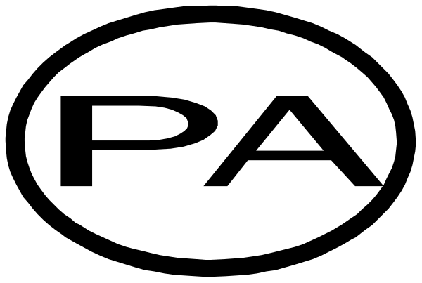 The logo of a professional association with an oval shape containing text inside it.