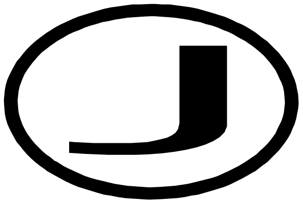 The image shows a logo with an abstract design that includes geometric shapes resembling letters "J" and "O".