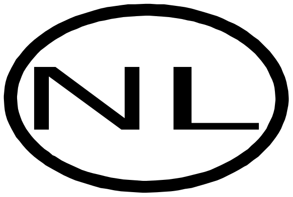 The image shows a logo with text that reads "NL" inside an oval shape on top of another rectangle-shaped object which appears to be stylized as a globe.