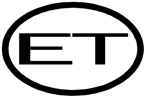 The image shows a logo with text that reads "ET" inside an oval shape against a white background.