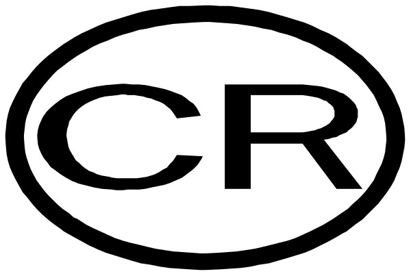 The logo of a company with an emblem that resembles a shield on top featuring two crossed swords inside it.