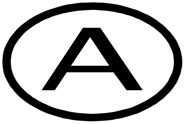 The image shows a logo with an 'A' inside it on top of what appears to be a shield-like design in black against a white background.