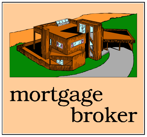 The image shows a house with solar panels on its roof labeled "mortgage broker."