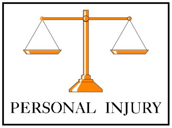 The image shows a graphic representation of scales with text that reads "Personal Injury."