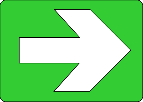 The image shows a stylized green arrow pointing to its right with an abstract design on either side of it against a light background.