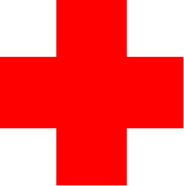 The image shows a red cross on top of another square with an x through it against a black background.