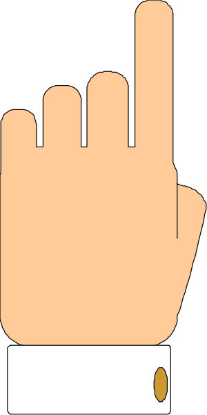 The image shows a hand with an index finger pointing upwards against a black background; there is no other content visible within this cropped section of the original artwork.