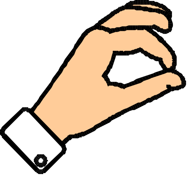 The image shows a hand with an index finger pointing upwards towards another smaller picture of two fingers forming a peace sign below it against a black background.
