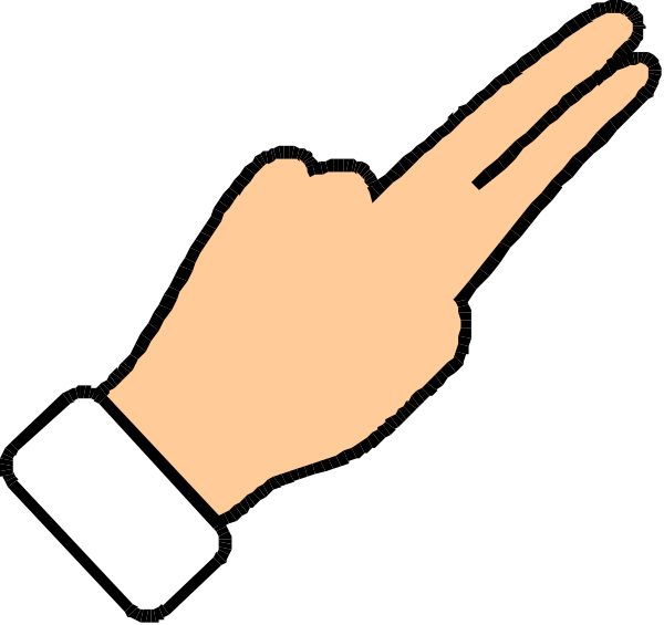 The image shows a hand pointing upwards with an index finger extended above two other fingers on top of each other, which is commonly known as "the peace sign."