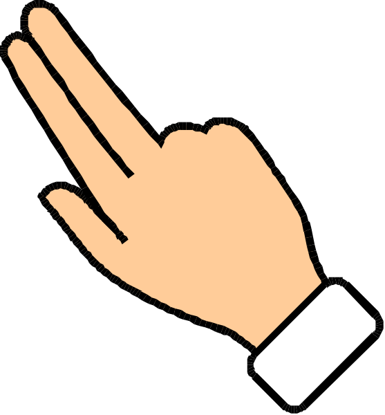 The image shows a hand pointing upwards with an index finger extended against a black background; there is no other content visible in this small clip-art graphic.