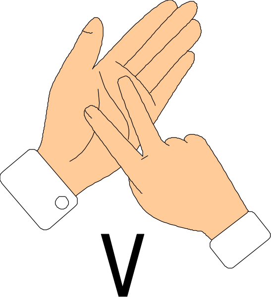 The black and white illustration shows a pair of hands clapping together with fingers spread wide apart to represent applause.
