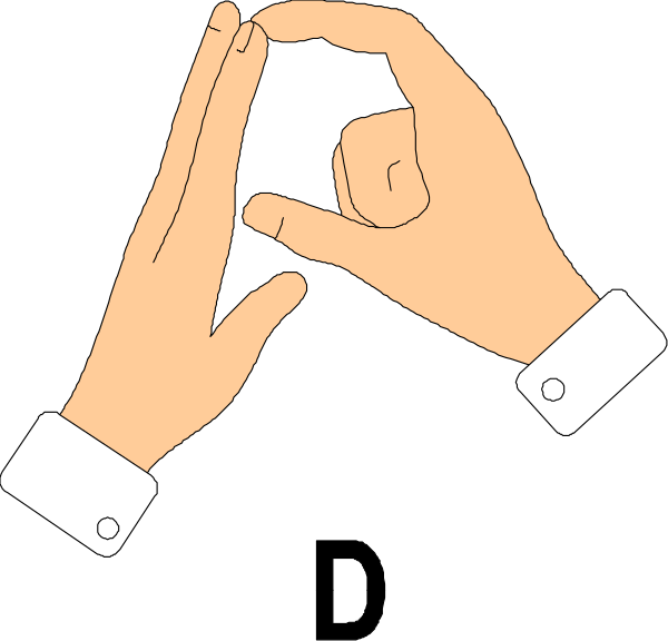 The image shows a hand making an "OK" gesture with fingers forming a circle around thumb while another hand is pointing at it from below in black-and-white clipart form.