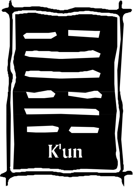 The black and white photo shows a pattern of vertical lines with Chinese characters on them against a dark background.