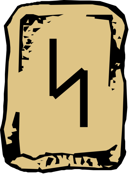 The image shows a stylized representation of an ancient tablet with runes on it next to what appears to be a modern-looking lock icon.
