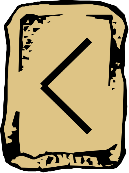 The image shows a stylized depiction of an ancient tablet with runes on it against a dark background.