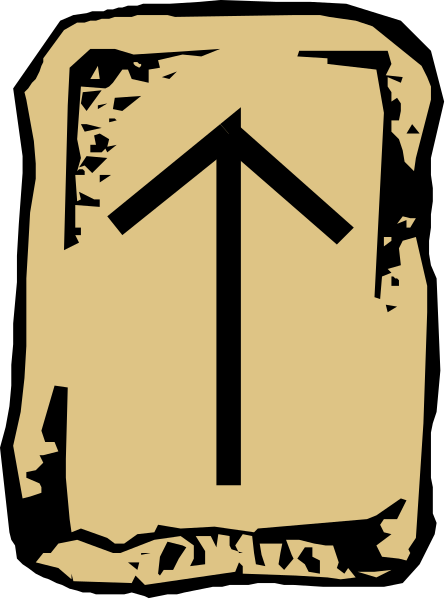 The image shows a stylized depiction of an arrow pointing upwards within what appears to be a stone tablet with text on it; however, due to its small size in this clip-art format, specific details about any additional elements such as people, animals or actions cannot confidently be determined.