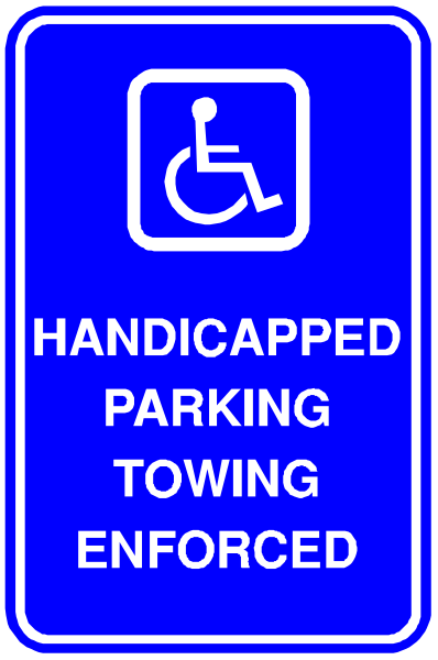 The sign says "handicapped parking towed enforced".