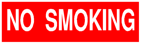 The image shows a sign with text that reads "NO SMOKING" on it.