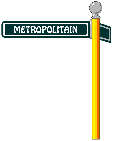 The image shows a signpost with street names on it against a black background.