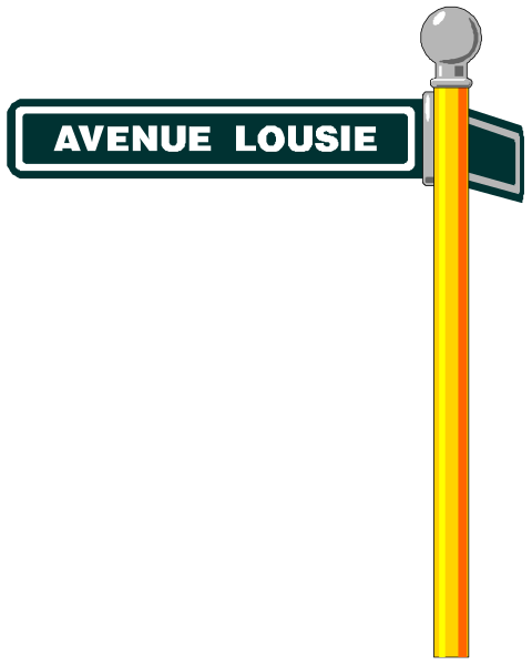 The image shows a street sign with text that reads "Avenue Louise."
