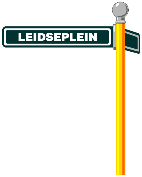 The image shows a street sign with text that reads "LEIDSPEIN" on it against a black background.