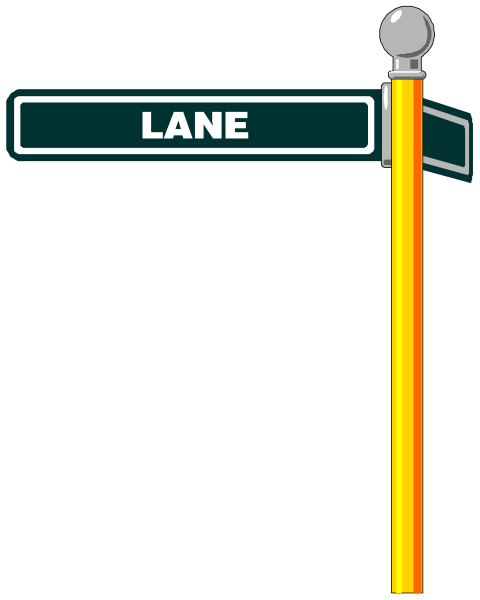 The image shows a street sign with an arrow pointing to its right side labeled "Lane."