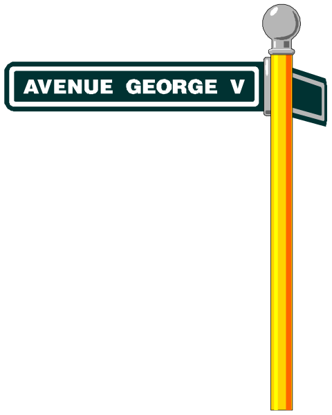 The image shows a sign with text that reads "Avenue George V."