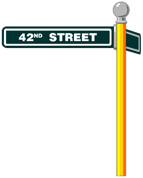 The image shows a street sign with text that reads "42nd Street."