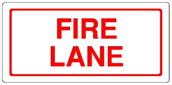 The image shows a sign with text that reads "FIRE LANE" on it against an indistinct background.