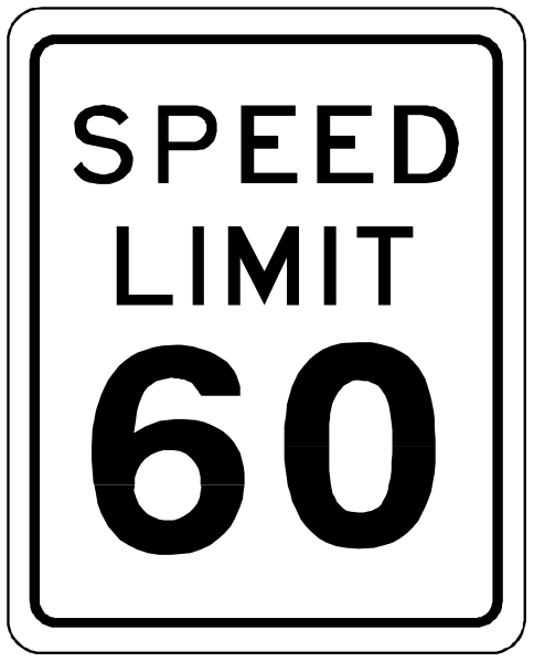 The image shows a black and white speed limit sign indicating 60 mph with text that reads "SPEED LIMIT". It is placed on top of another road sign which says "Speed Limit" in bold letters, suggesting it's an important message to drivers about their maximum allowed driving velocity. This combination suggests the location might be a highway or freeway where speed limits are strictly enforced for safety reasons.