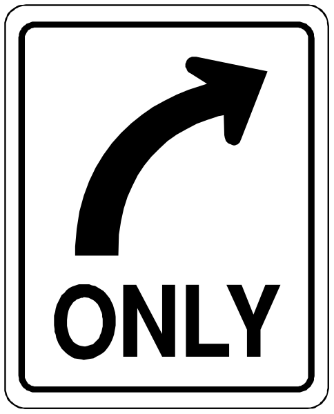 The image shows a black arrow pointing to an "Only" sign with white text on it.