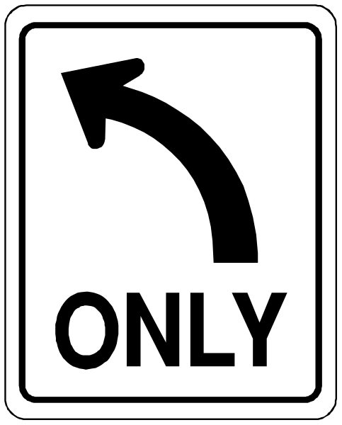 The image shows a black arrow pointing to an oval sign with white text that reads "ONLY".