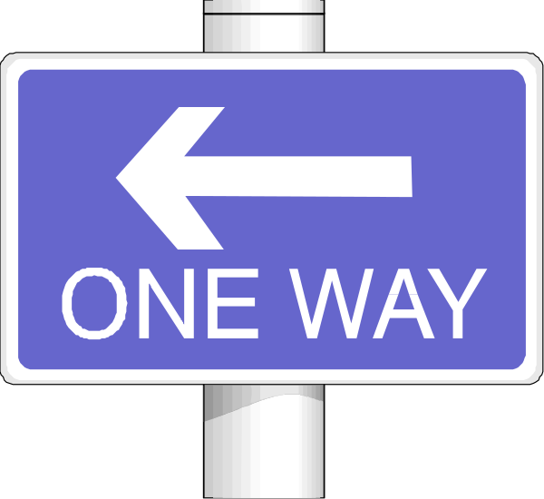 The image shows a blue street sign with white text that reads "ONE WAY" pointing to two different directions on either side of it.