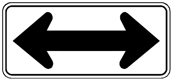 The image shows a black arrow pointing to its right with two white arrows on either side of it forming an "L" shape at their ends.