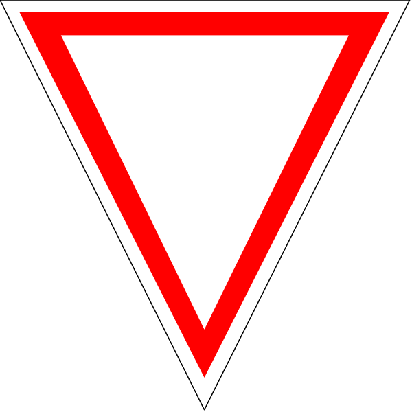 The image shows a red triangle with an exclamation mark inside it on a black background.