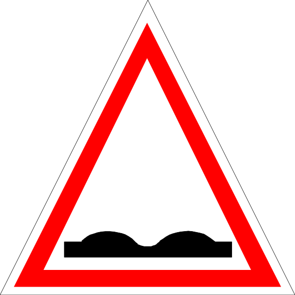 The image shows a red triangle with an exclamation mark inside it on top of what appears to be a black background.