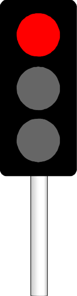 The image shows a traffic light with three lights: red on top, yellow at bottom left, green to right of it; all against black background.