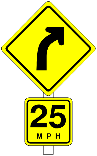 The image shows a black and white sign with an arrow pointing to its right indicating 25 mph speed limit ahead on a roadway. There is no text present in this clip-art version of the photo, which focuses solely on the traffic signs without any additional context or elements from real life scenarios. It's important to note that since it's just an image with limited information provided by you and there are no specific objects like people, animals, actions, etc., I can only describe what is visible in this particular clip-art version of a photo: the sign itself which includes