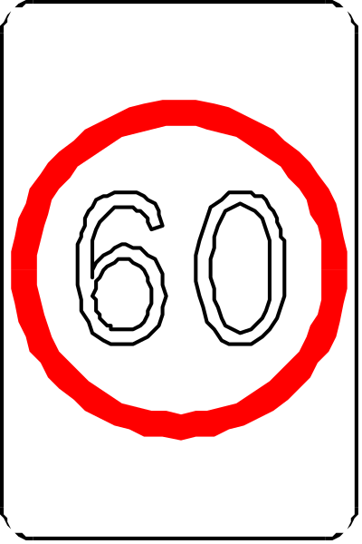 The image shows a speed limit sign with "60" written on it next to an arrow pointing rightward indicating direction of travel for vehicles in that lane.