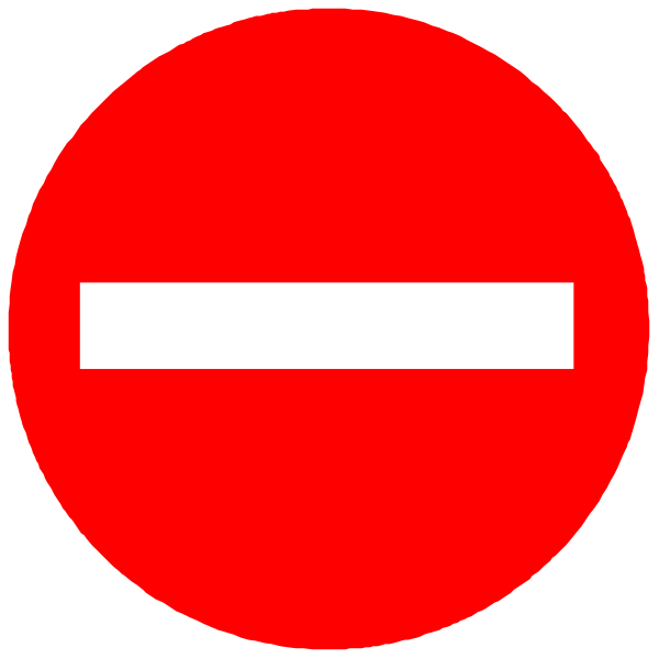 The image shows a red circle with two white lines forming an "X" shape inside it on top of another larger circular icon that is also in red but without any additional markings.