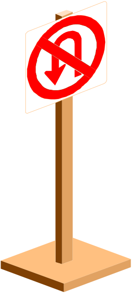 The image shows a sign with an arrow pointing to it on top of a wooden stand against a dark background.