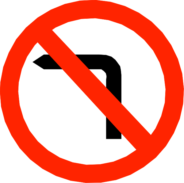 The image shows a red circle with two white lines through it on top of an arrow pointing to its right side, indicating that this is prohibited in some way; below the sign there's another symbol resembling a no-entry traffic sign and next to it "100" written.