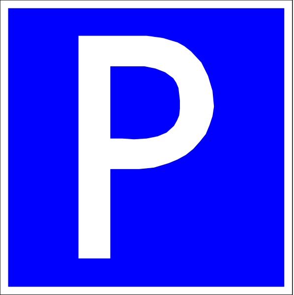 The image shows a blue parking sign with white lettering indicating "P" for parking space number 1024 in an urban environment. There is no additional context provided about objects, people, animals, actions, and setting beyond what has been described above.