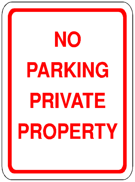 The sign says "no parking private property". It's a warning to keep vehicles out of that area for privacy reasons.