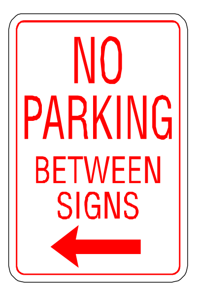 The sign says "No Parking Between Signs."