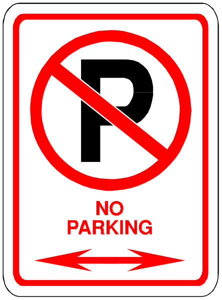 The sign says "no parking" with a red circle around it indicating prohibition of parking at that location.