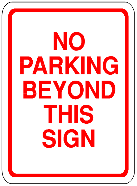 The sign says "no parking beyond this point". It's a warning to drivers that there is no allowed parking ahead of them in the area indicated by the red arrow on it.