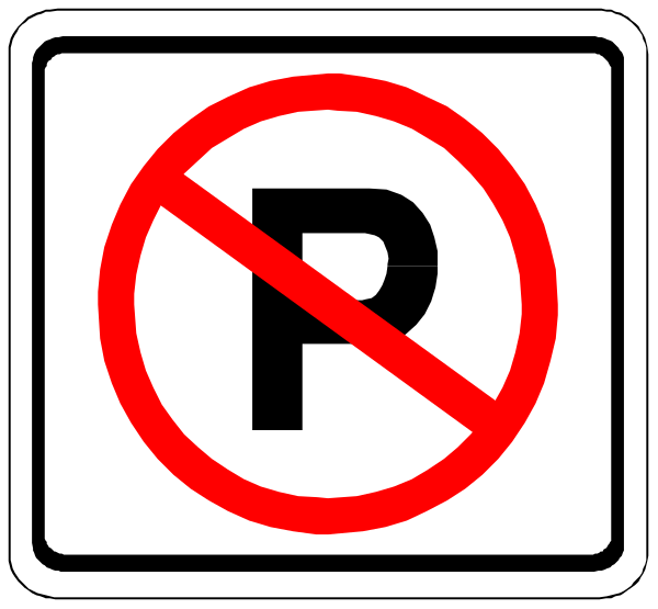 The image shows a no parking sign with an additional red circle indicating prohibition of parking at that location.