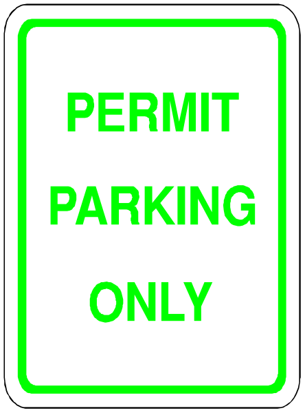 The image shows a sign indicating that parking permits only are allowed at an unspecified location.